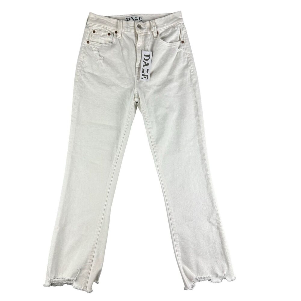 DAZE Jeans Women's 26 White High Rise Pockets Organic Cotton Stretch Pants NWT